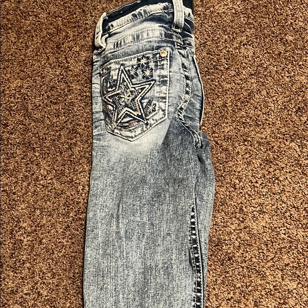 Blue Boot Cut Jeans with Vintage Wash - Picture 5 of 5